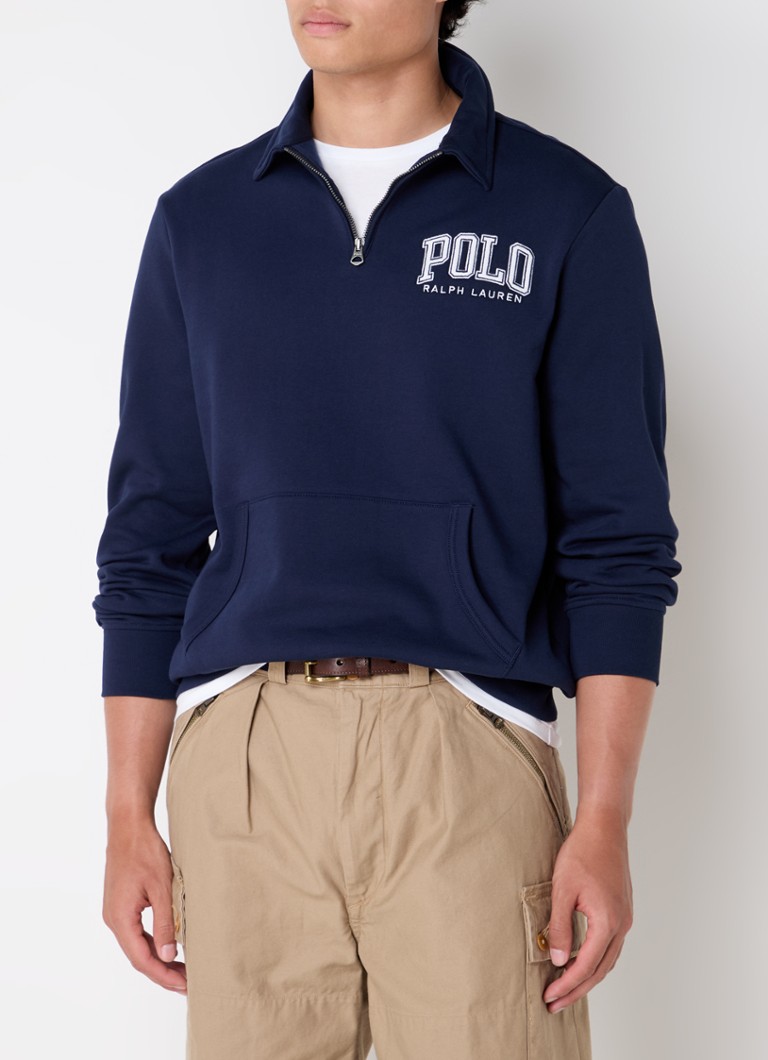 Πουλόβερ Ralph Lauren με μισό φερμουάρ και κέντημα λογότυπου