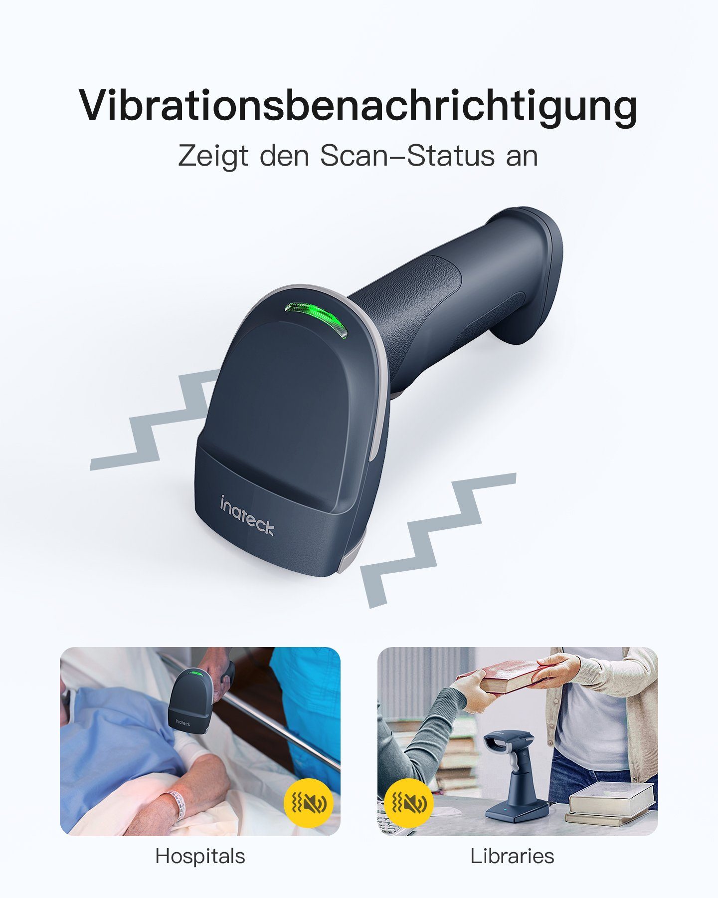 Inateck Inateck 2D Barcode Scanner, 2.4Ghz Intelligente Station Handscanner