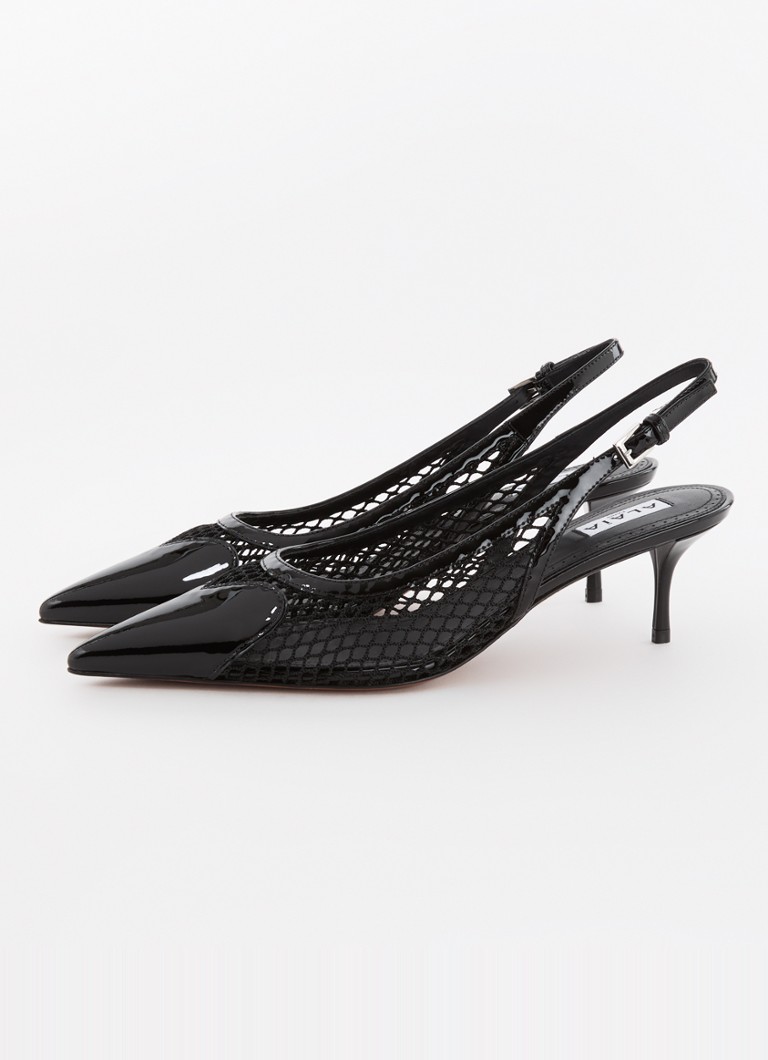 Pantofi cu toc tricotat Alaïa și detalii din piele de vițel