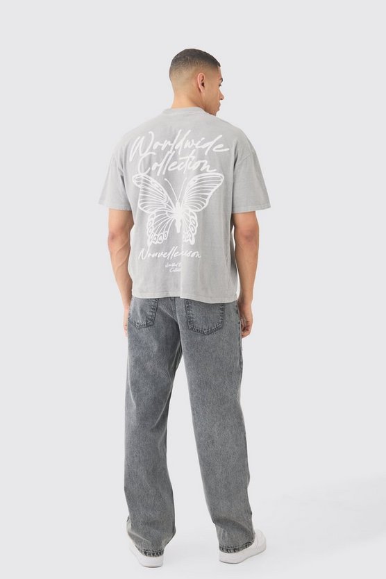 Oversize T-Shirt mit Schmetterlings-Print