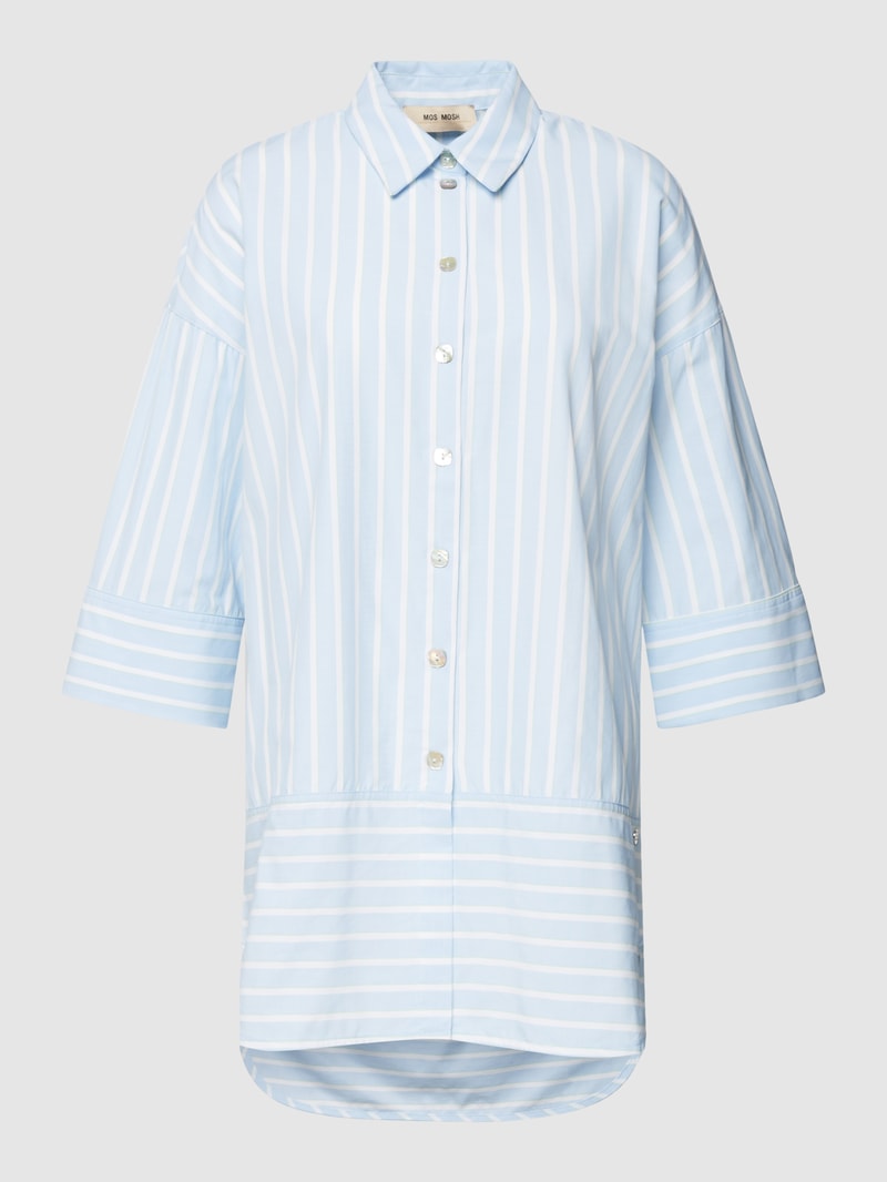 Longbluse mit Allover-Streifenmuster Modell 'KRISTY TAVOLA' in hellblau