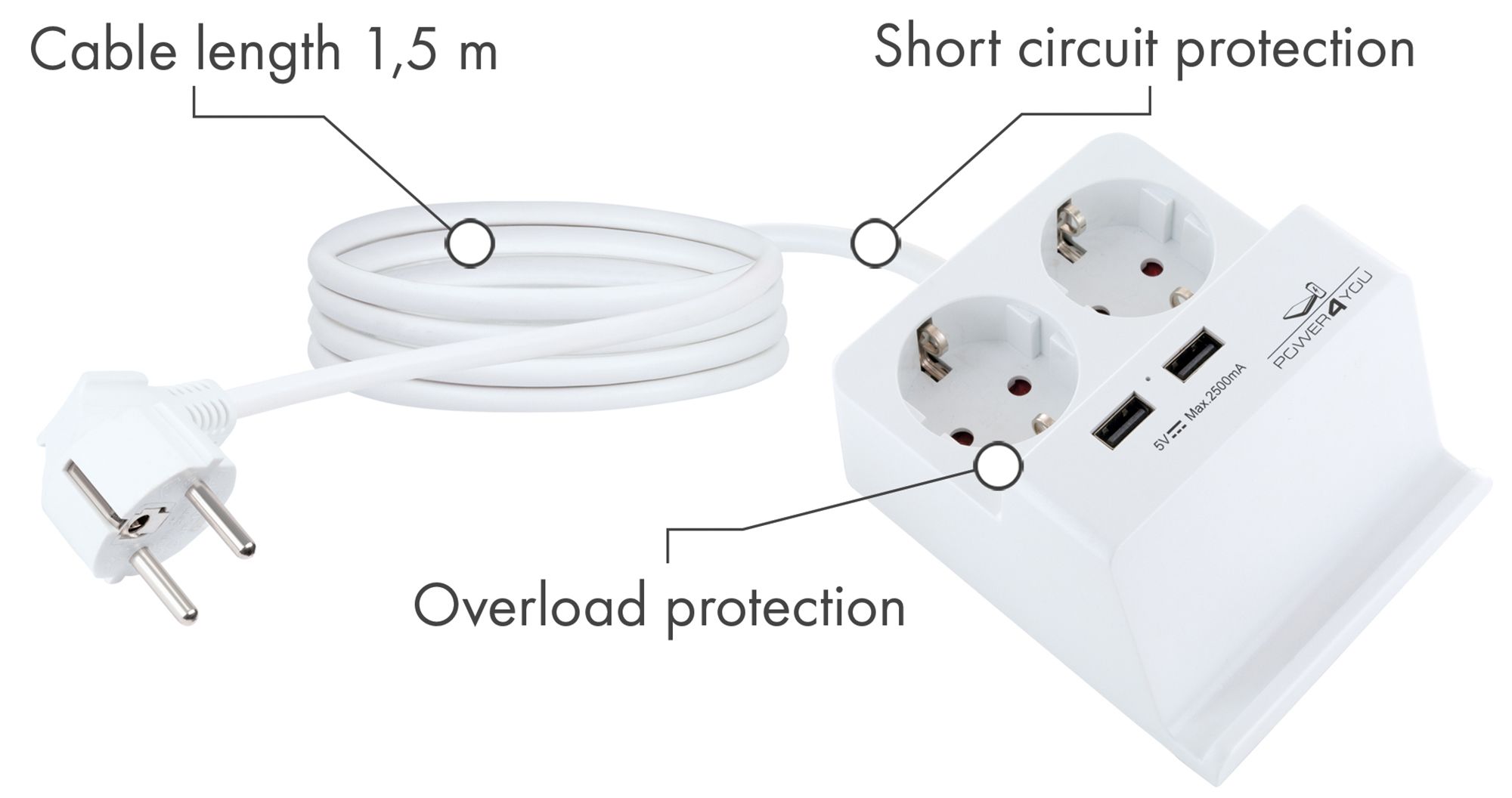 Schwaiger USB Tischsteckdose mit Smartphone Halterung