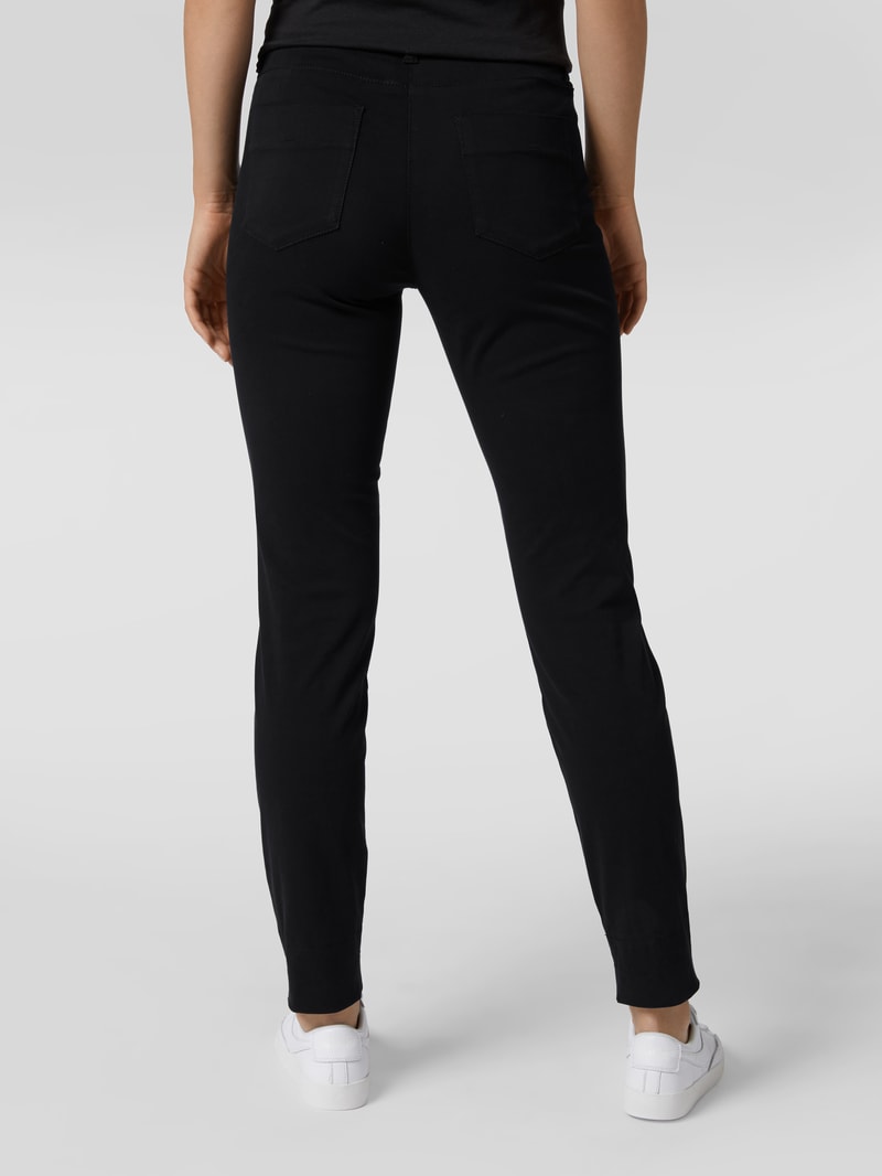 Skinny Fit Jeans mit Umschlag in schwarz