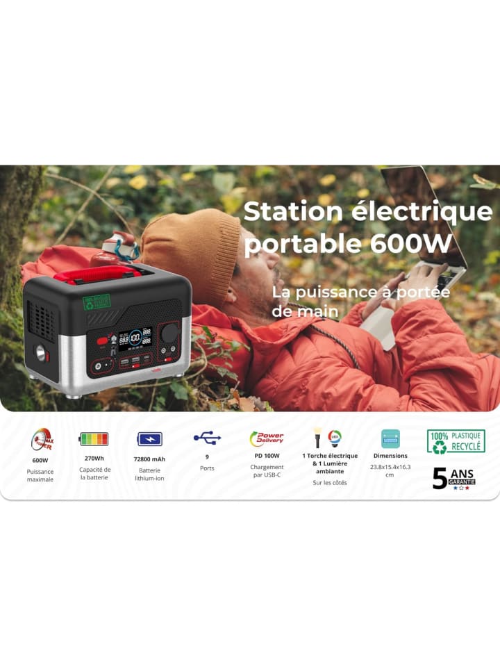 COFI 1453 Tragbare Elektrostation 600W (max. Ausgang) - Lithium-Ionen-Akku in Schwarz günstig kaufen onesize