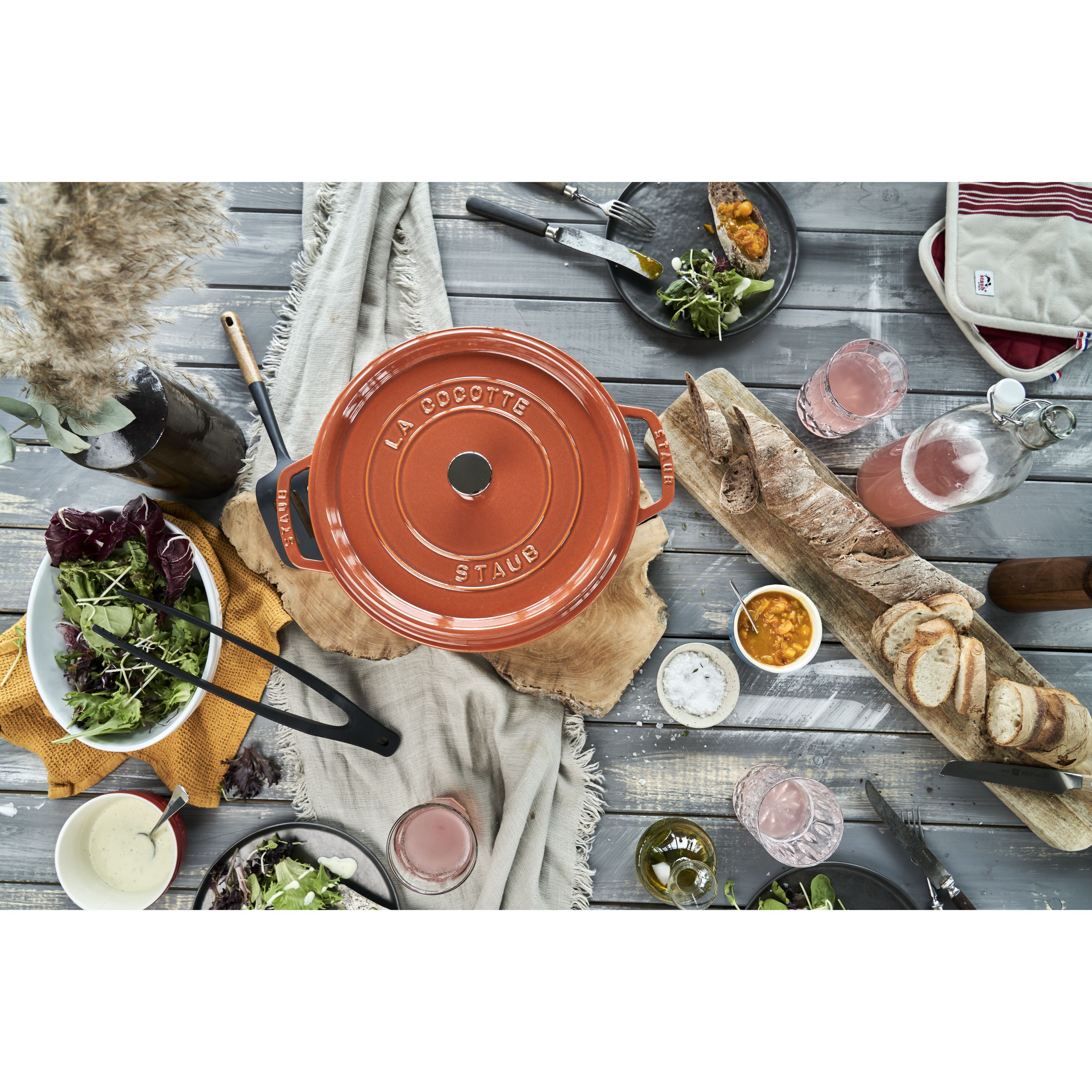 Cocotte 26 cm, rund, Zimt, Gusseisen