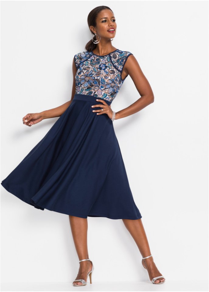 Midikleid mit Spitzeneinsatz