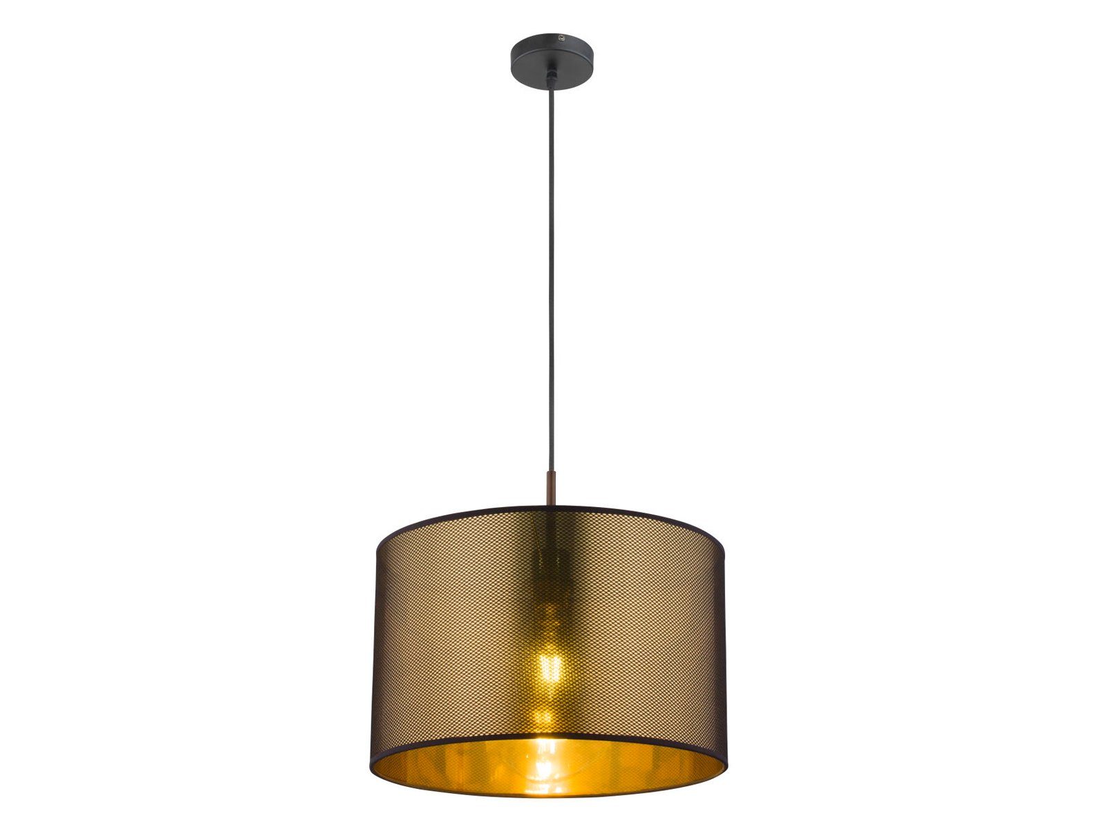 meineWunschleuchte LED Pendelleuchte, LED wechselbar, warmweiß, Designer-lampen Treppenhaus Esstisch Lampenschirme Stoff Golden, Ø40cm