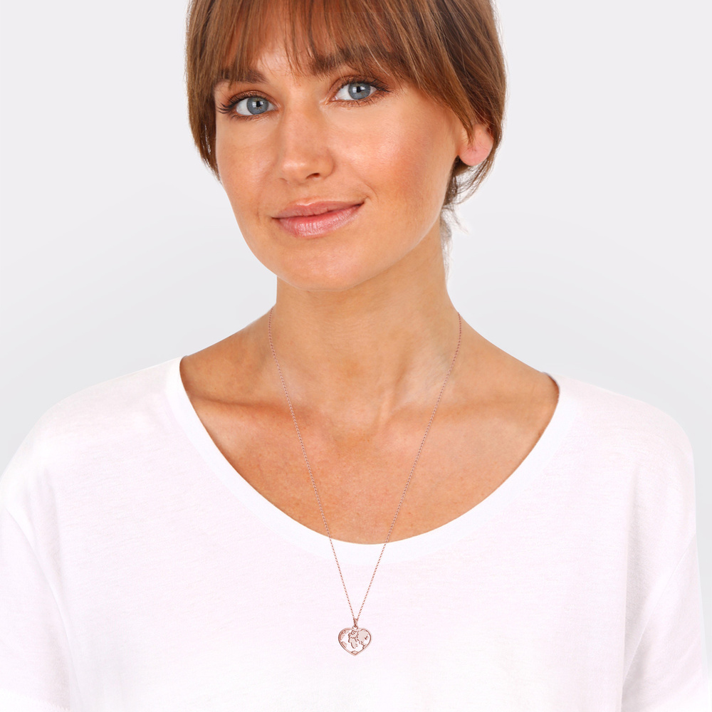Elli Elli Collier Femme Pendentif Coeur Globe Terrestre Pois Tendance en Argent Sterli collier