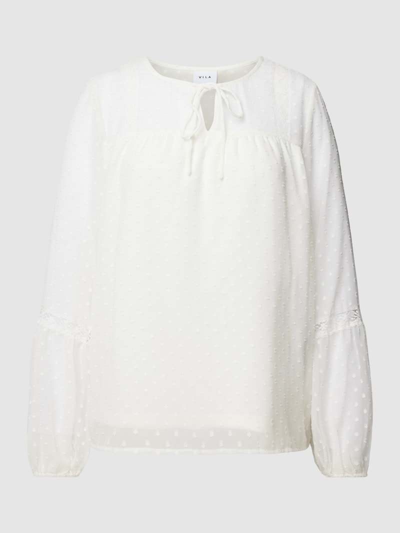 Bluse mit Spitzenbesatz Modell 'Edee' in weiß