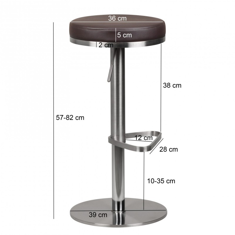 Wohnling Barhocker Wohnling Durable M7 Edelstahl gebürstet Braun