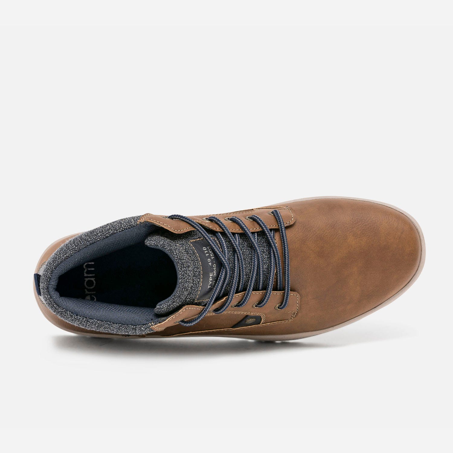 Boots à lacet marron avec col textile