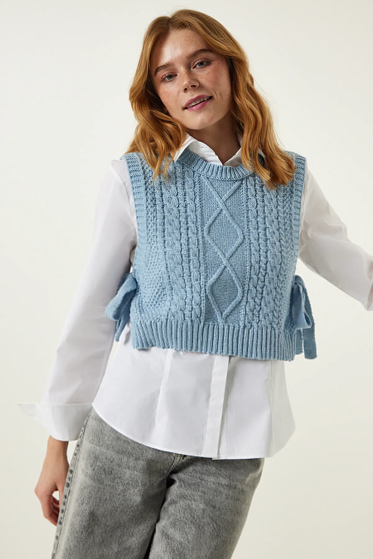 Happiness İstanbul  Strickweste - Blau - Regular Fit