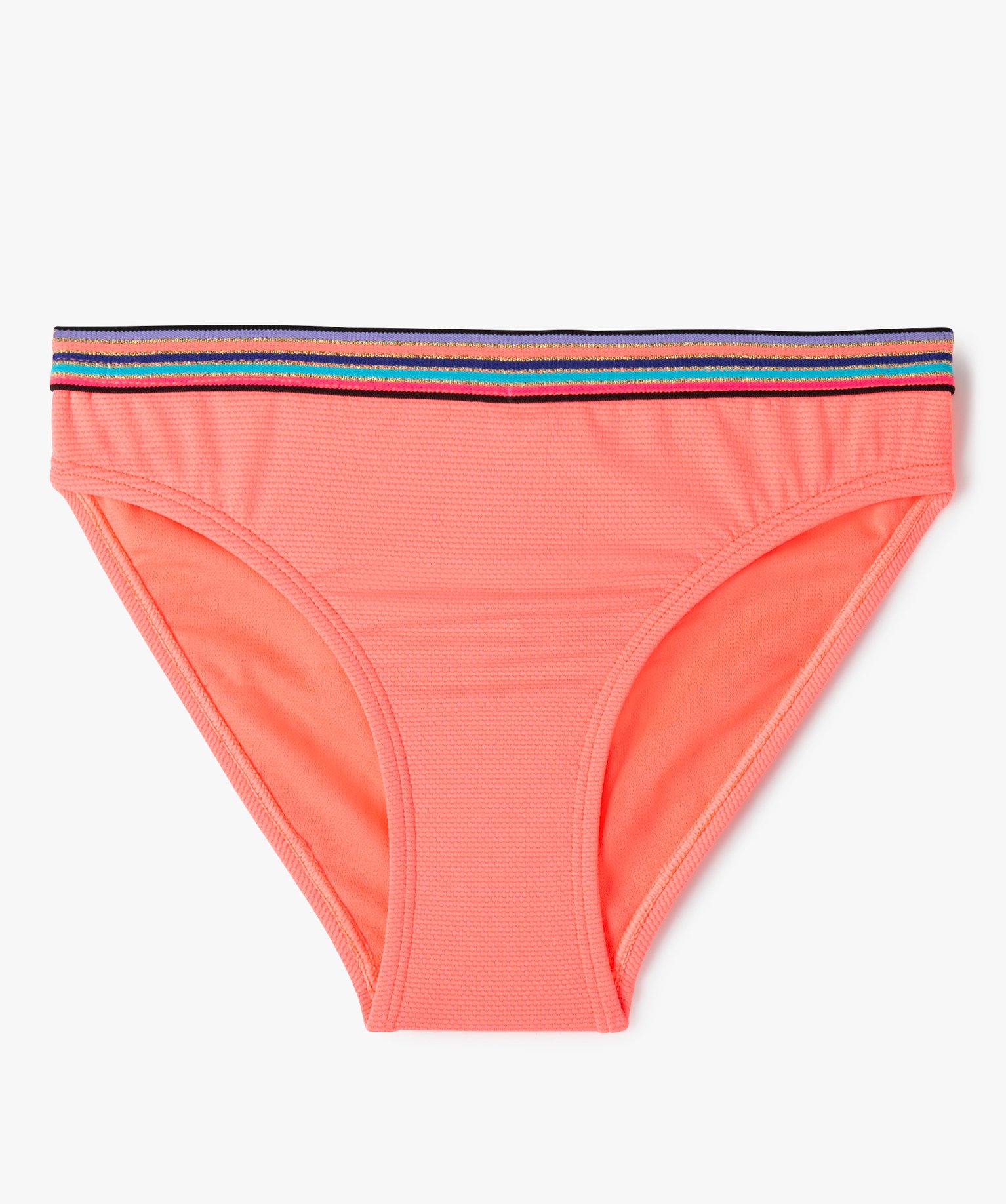 Slip de bain fille avec ceinture multicolore et pailletée orange | GEMO
