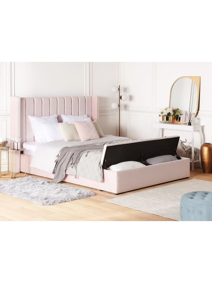 Beliani Doppelbett NOYERS in Rosa - (W) 190 x (H) 132 x (L) 247 cm günstig kaufen onesize