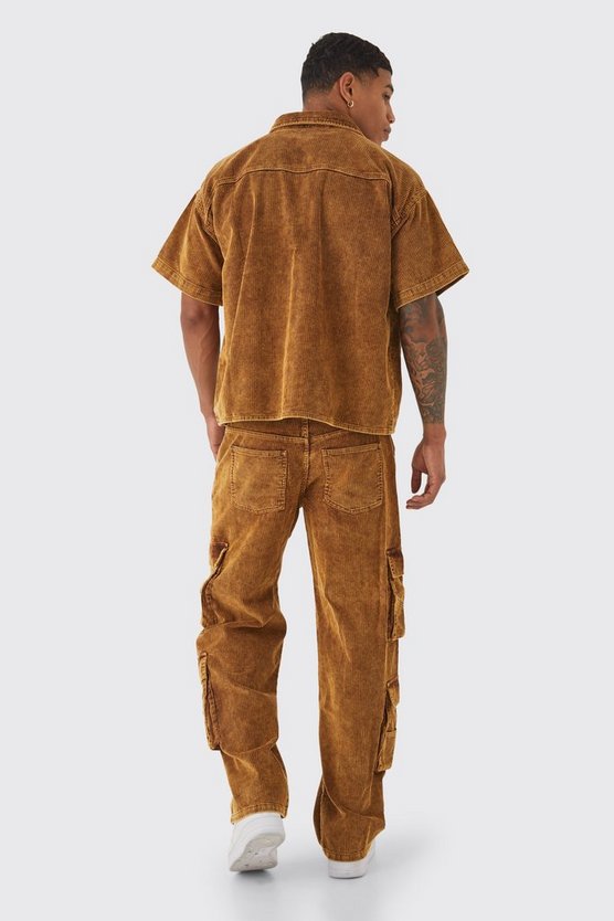 Lockere Cargo-Hose mit Taschen und Acid-Waschung