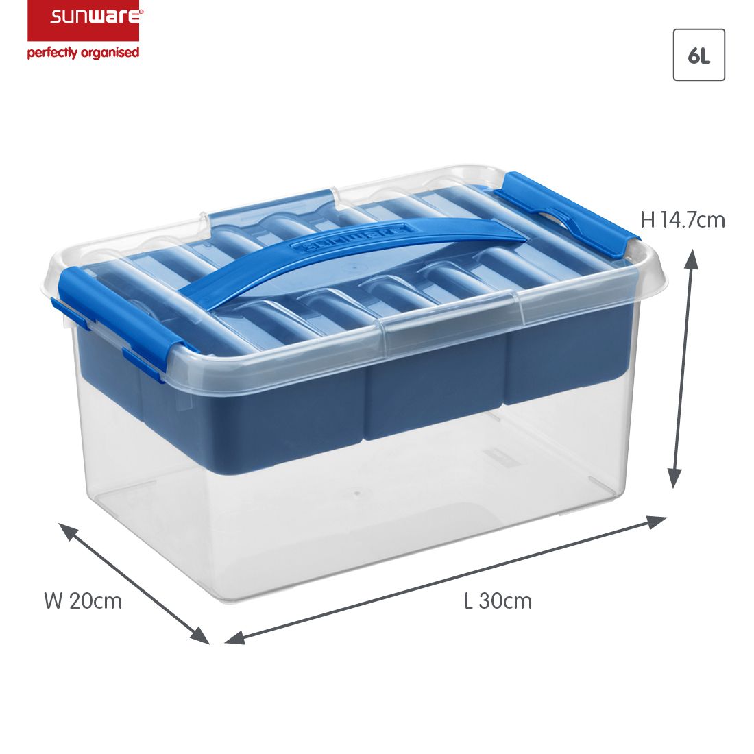 Q-line 6 Liter 6er-Set Aufbewahrungsboxen + Einsatz