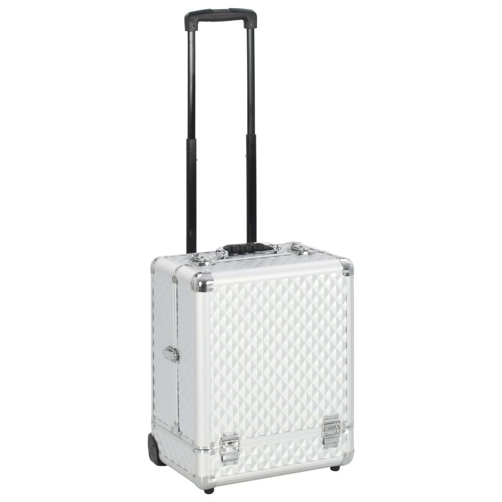 vidaXL Kosmetik-Koffer Kosmetik-Trolley 35×29×45 cm Silbern Aluminium