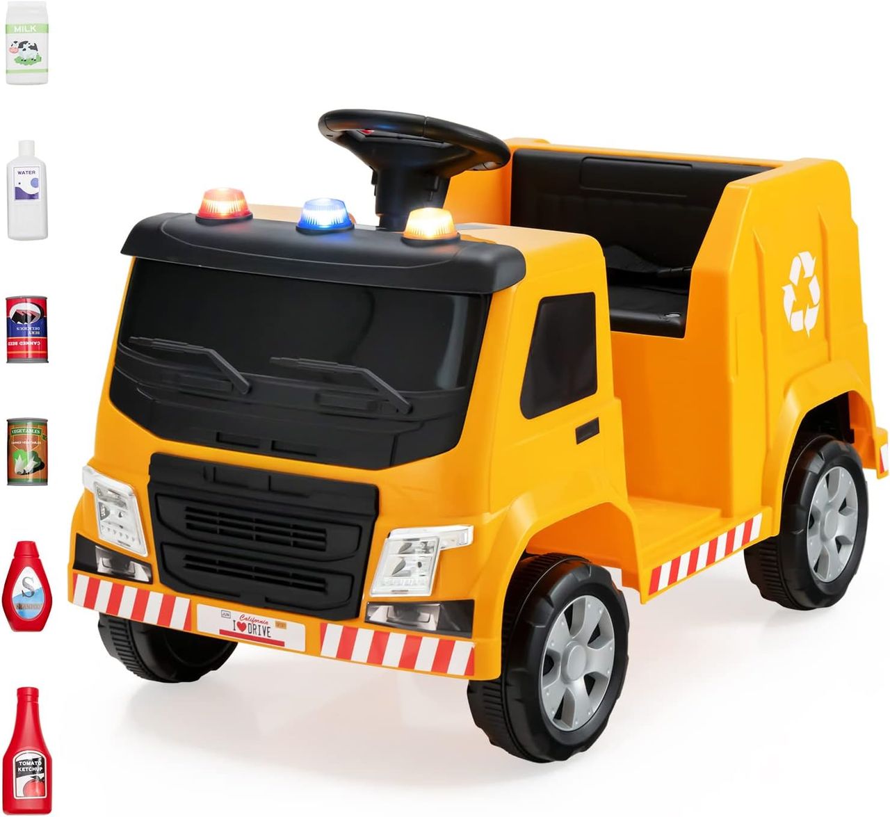 Costway 12V Kinder Aufsitz Müllwagen mit Musik, Hupen und Licht