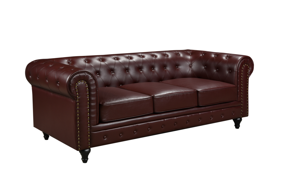 Happy Home Happy Home gepolsteter 3-2-1 Sitzer Sofa-Set HSP107-DRT dunkelrot Lederoptik
