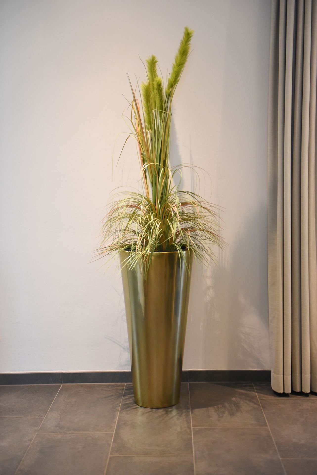 VIVANNO Pflanzkübel Exklusiver Pflanzkübel Blumenkübel RONDO CLASSICO Fiberglas - Gold