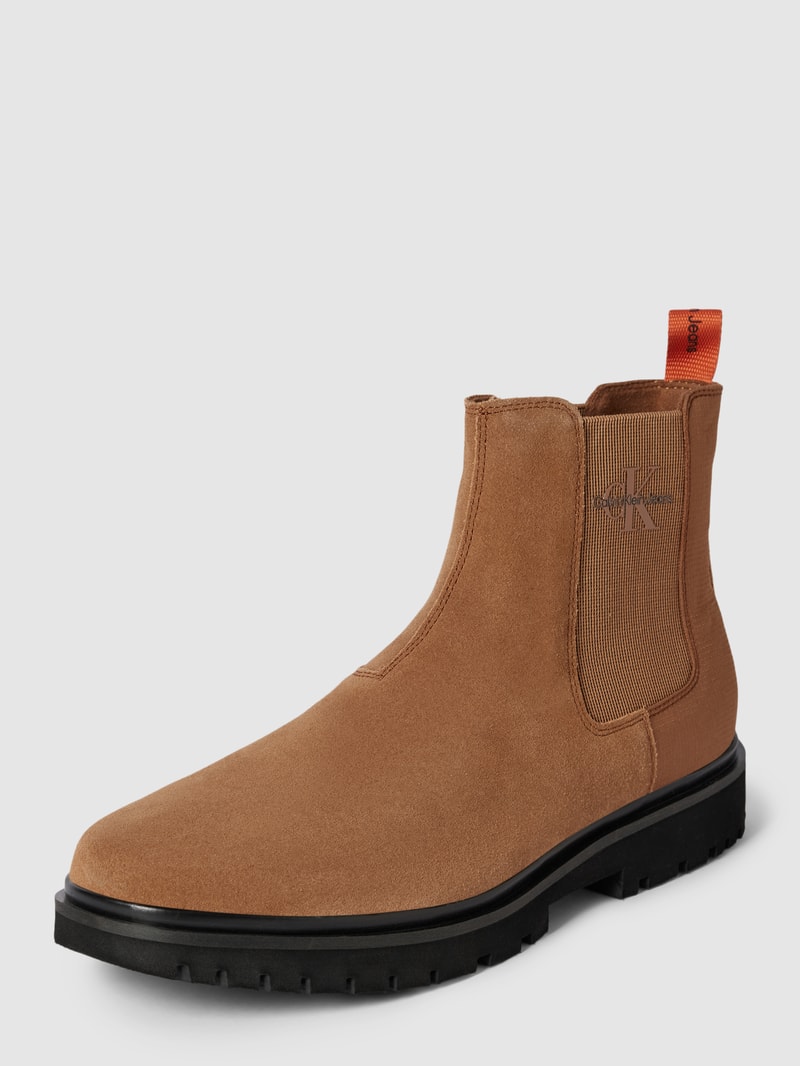 Chelsea Boots mit elastischen Einsätzen in hellbraun