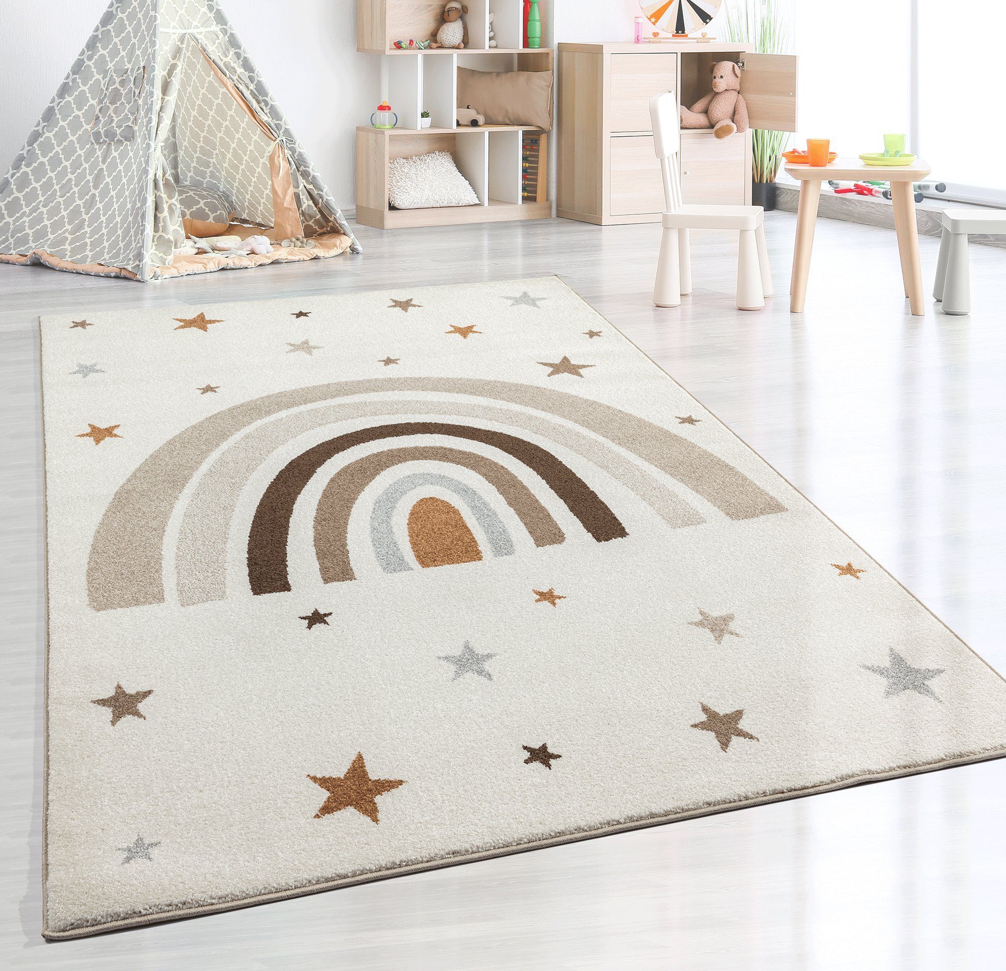 Teppich Beat Kids Moderner Weicher Kinderteppich, Regenbogen, the carpet, Rechteck, Höhe: 9 mm, Pflegeleicht, Farbecht, Kindergerecht, Hochwertig