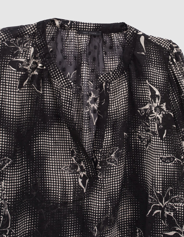Blouse noire imprimé dandy flower écru Femme