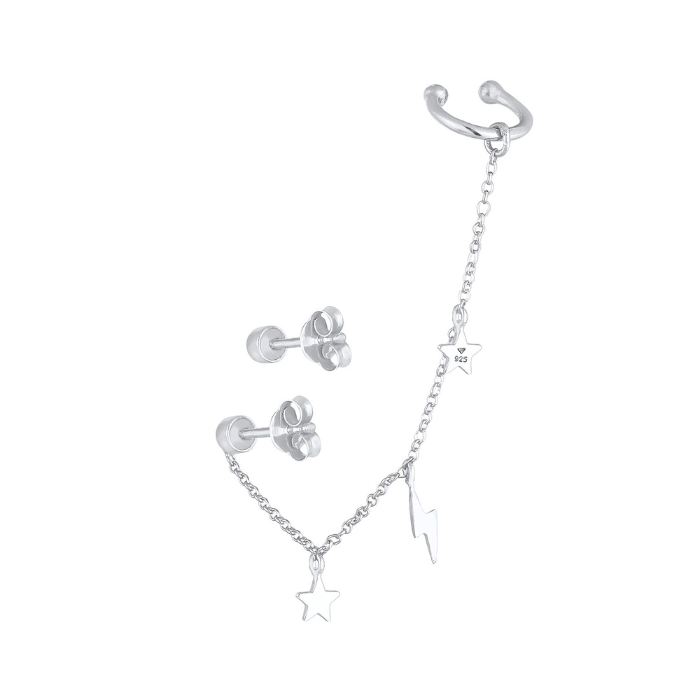 Elli Elli Boucles d'Oreilles Boucles d'oreilles pour dames - Tendance Lightning Star A Boucles d'oreilles