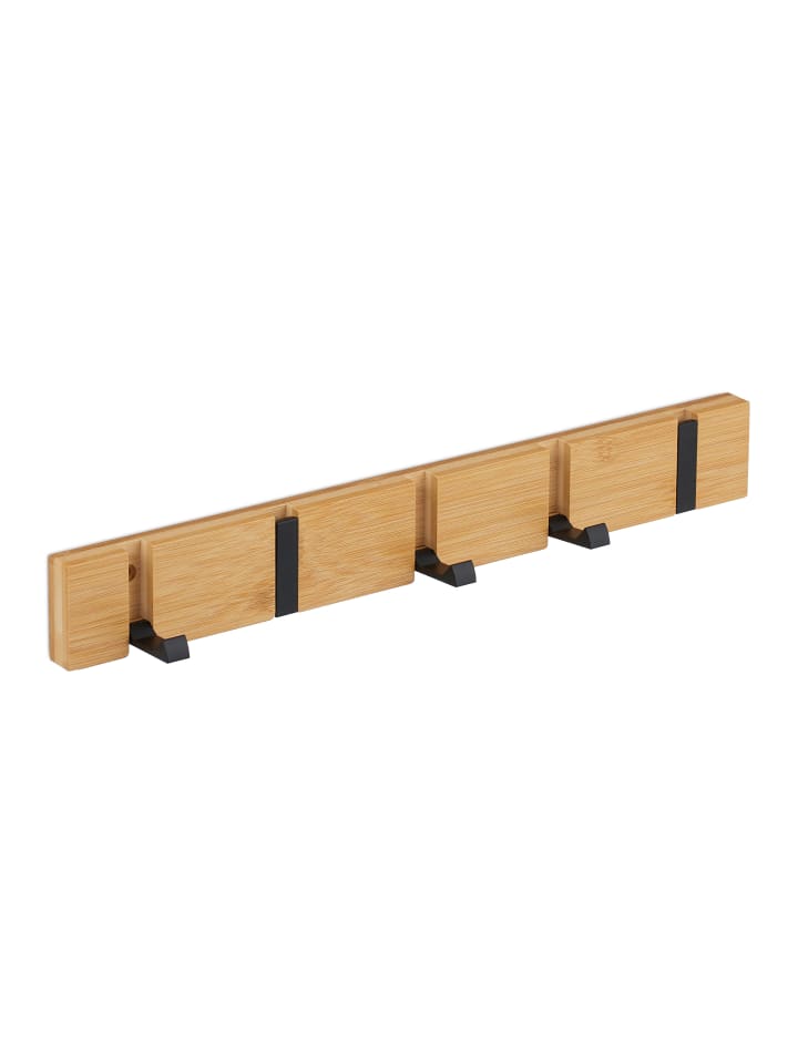 relaxdays Garderobenleiste in Natur/ Schwarz - (B)42 x (H)5,5 x (T)5 cm günstig kaufen onesize