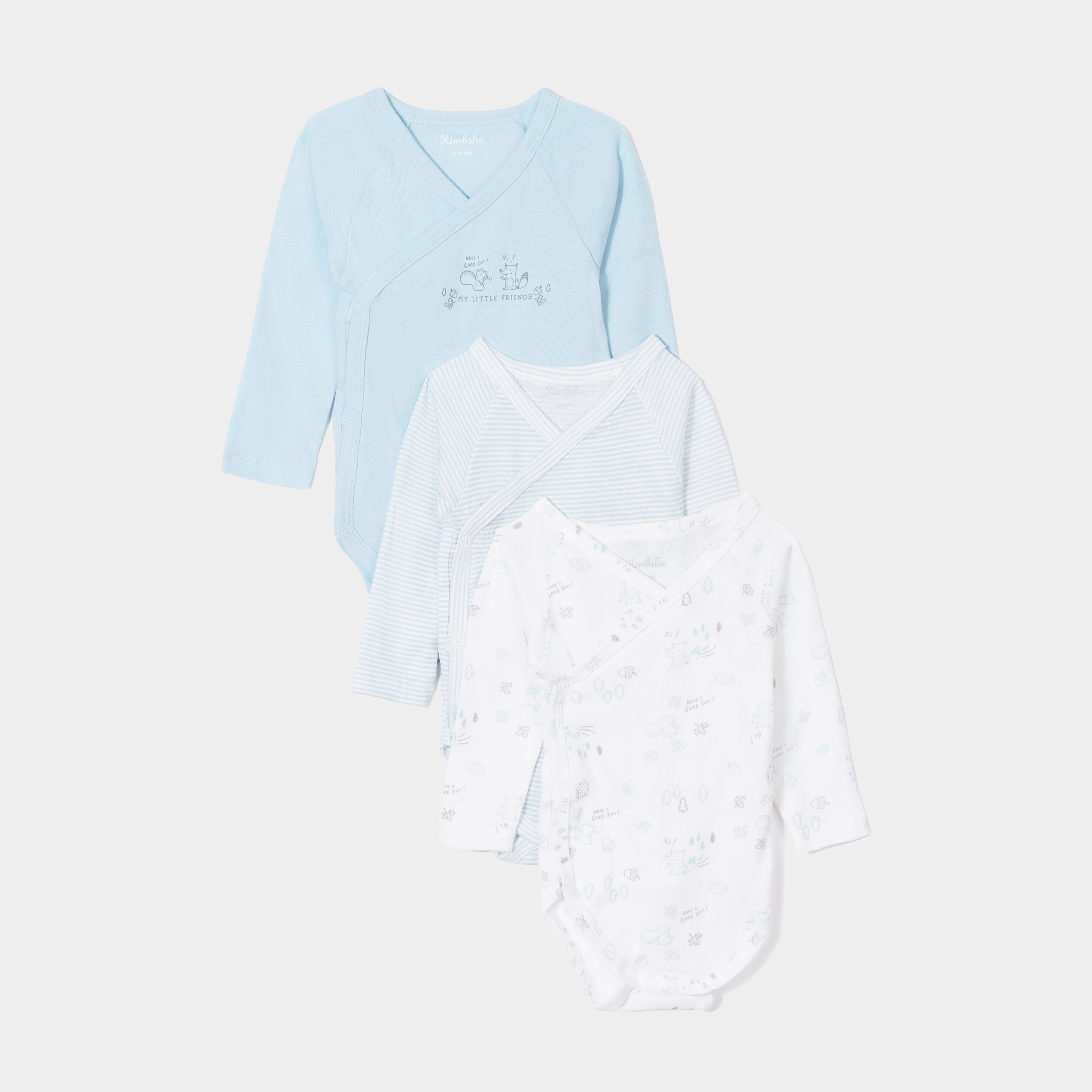 Lot 3 bodies coton manches longues blanc mixte | La Halle