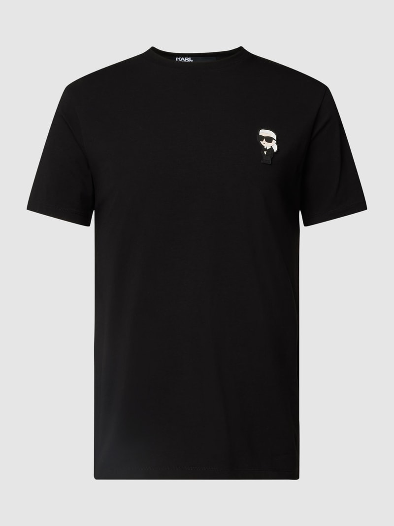 T-Shirt mit Motiv-Patch in schwarz