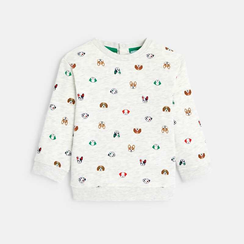 Sweat molleton imprimé chiens gris bébé garçon