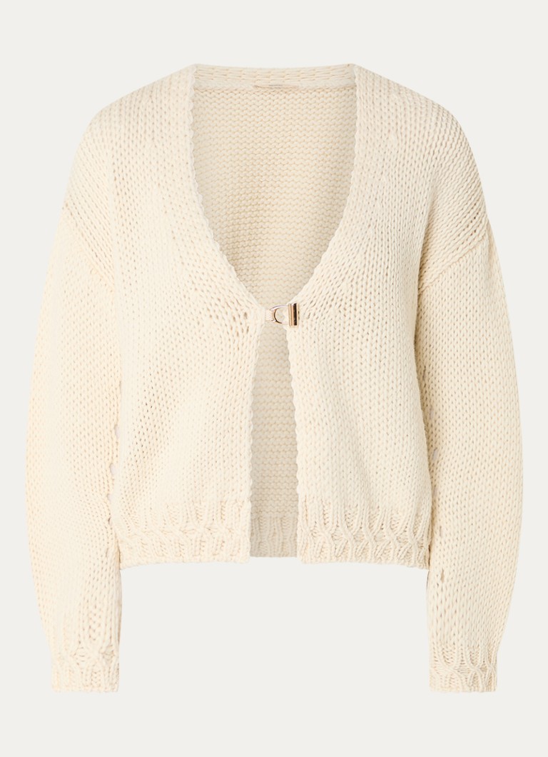 Cardigan Sessùn Ponferrada in maglia grossa di misto lana con dettagli traforati.