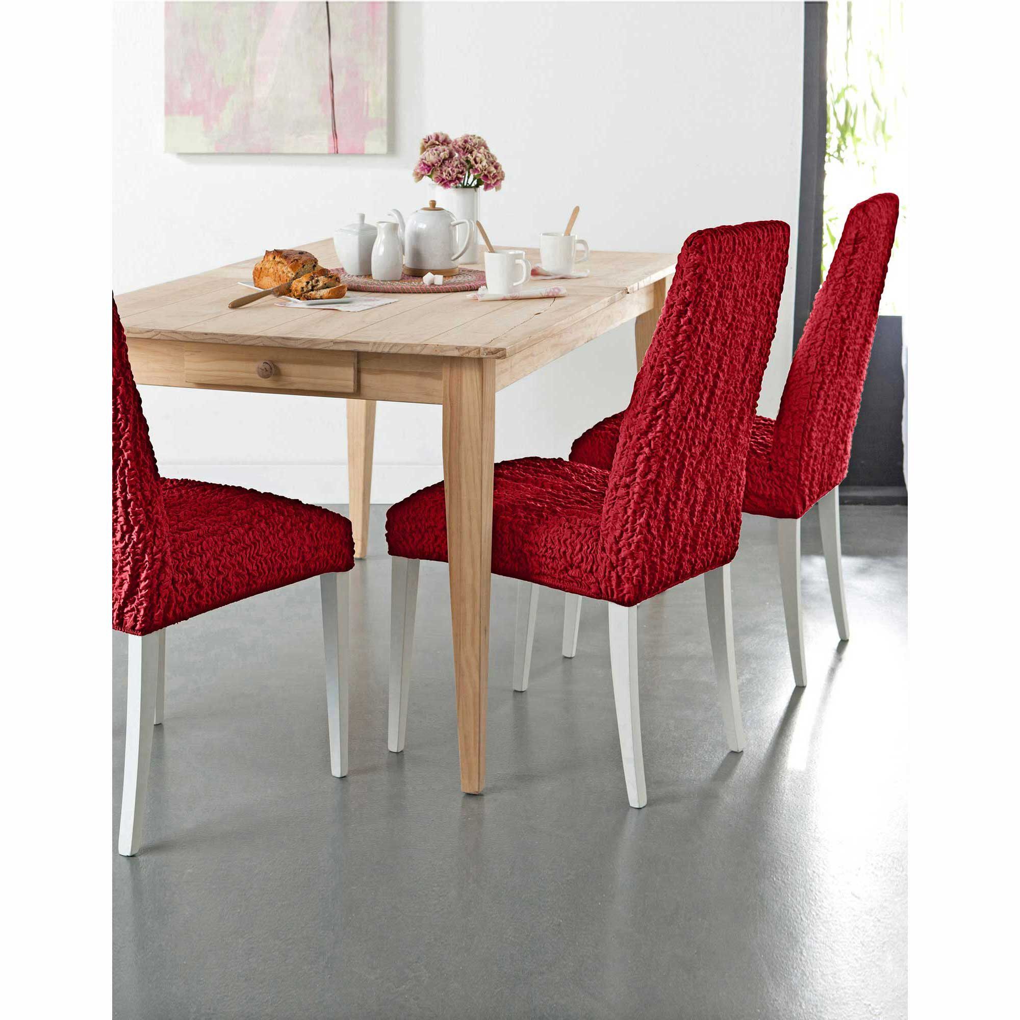 Housse chaise unie gaufrée bi-extensible