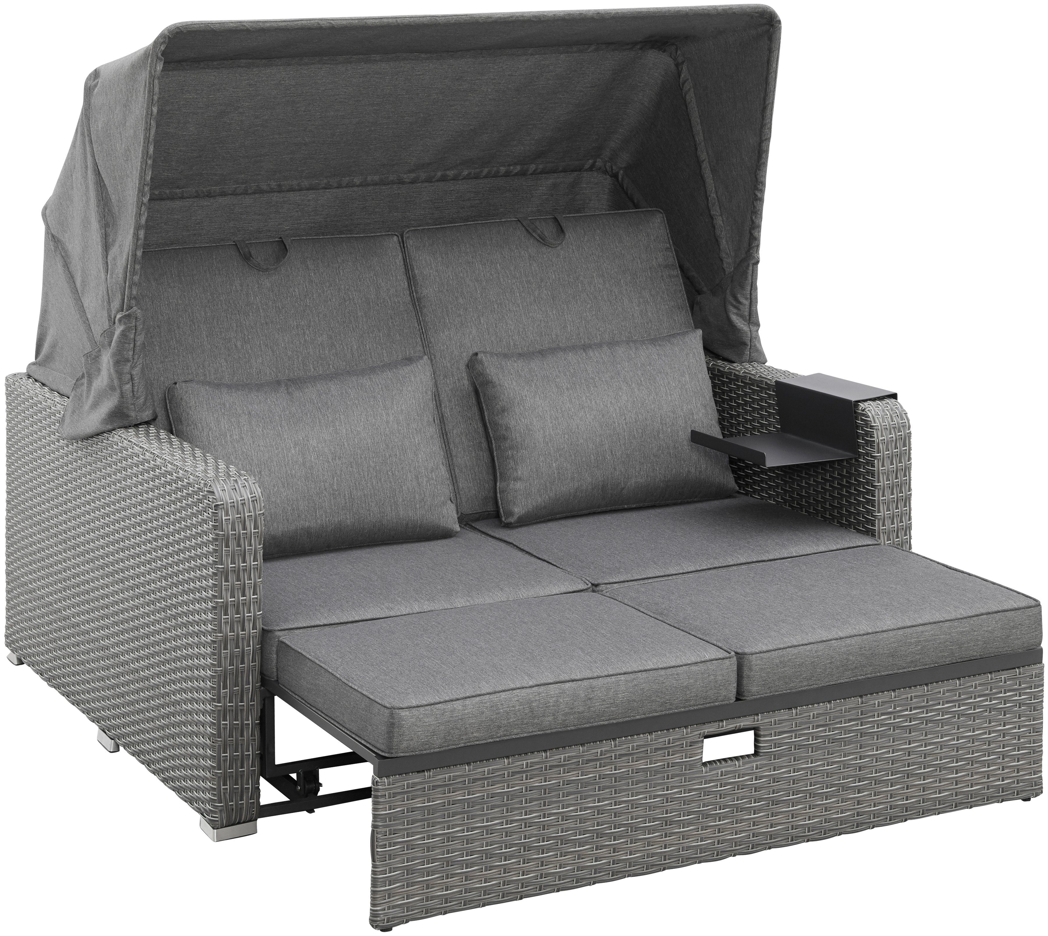 KONIFERA Loungebett Sylt, 8 Teile, Sofa, Zierkissen, Hängetisch mit klappbarem Dach