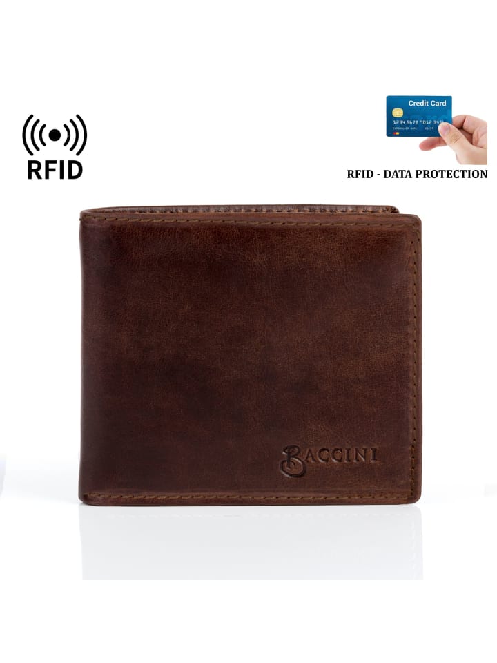 BACCINI Leder-Geldbörse echt Leder Geldbeutel handgefertigt Portemonnaie in braun günstig kaufen onesize