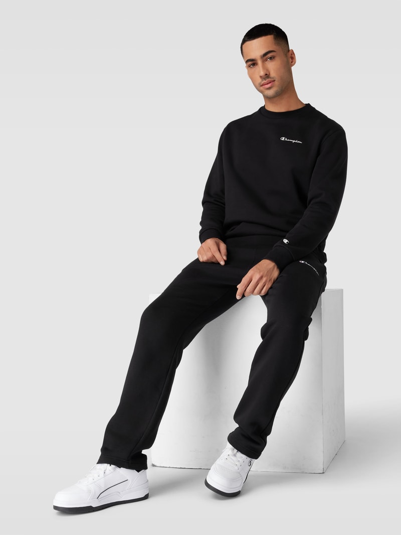 Sweatshirt mit Label-Details Modell 'Rochester' in schwarz