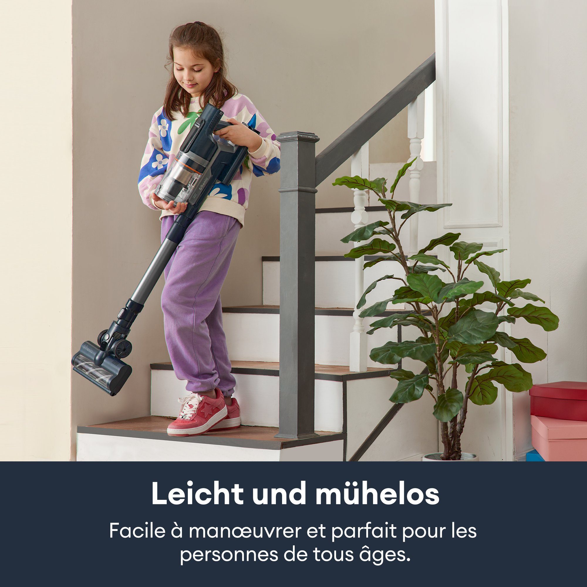 Ultenic Akku-Stielstaubsauger FS1, 450,00 W, mit Beutel, Staubsauger mit Absaugstation/3L Staubbehälter/60 Minuten Laufzait