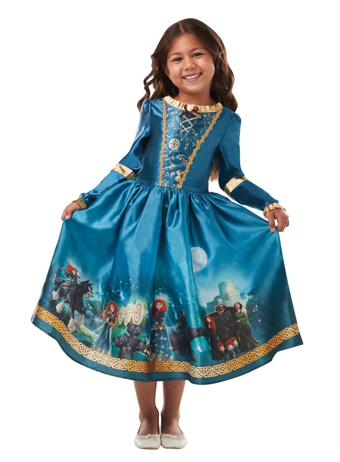Rubie´s Kostüm  Prinzessin Merida Dream Kinderkostüm, Traumhaftes Prinzessinnenkleid mit Szenen aus dem -Spielfilm