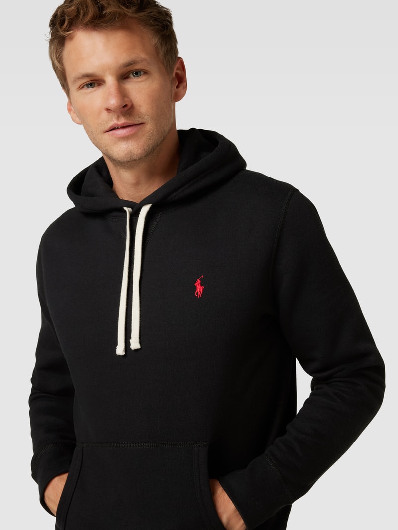 Hoodie mit Label-Stitching in schwarz