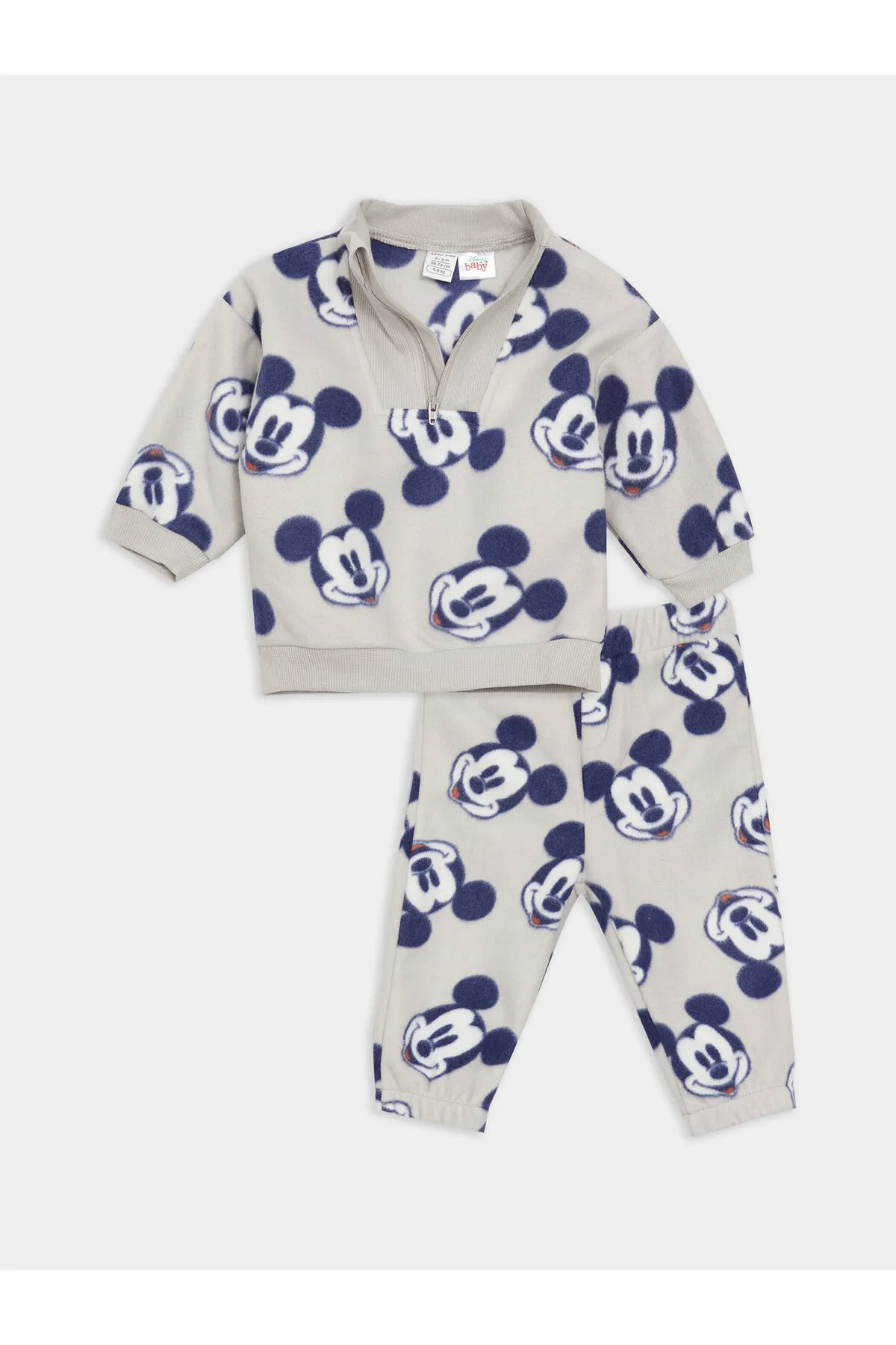 LC Waikiki  Zweiteiliges Set aus Sweatshirt und Jogginghose aus Fleece mit hohem Kragen und Mickey-Mouse-Muster für Babys