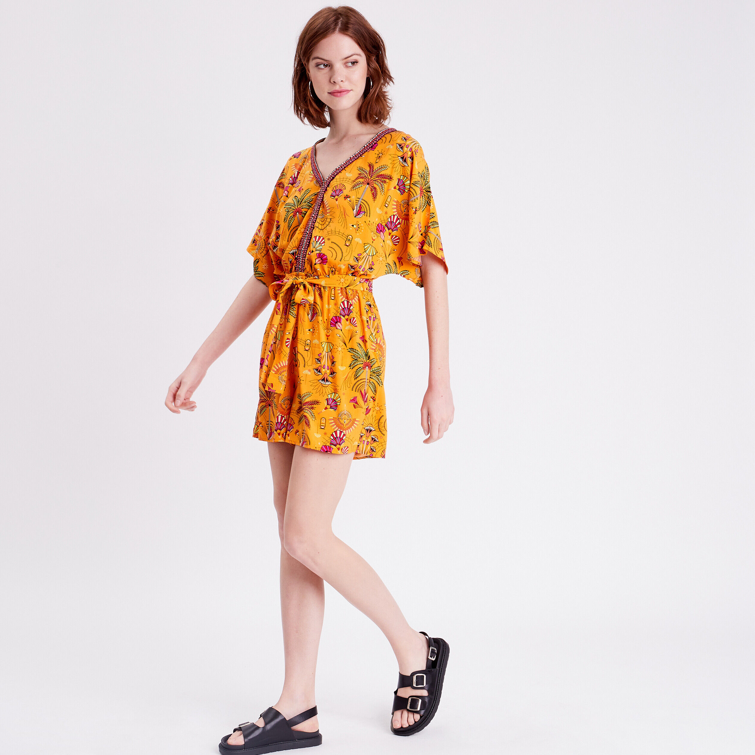 Combishort bandes tressées orange femme | Cache Cache