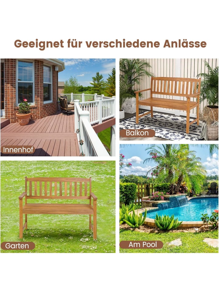 COSTWAY Gartenbank 2 Sitzer 360kg belastbar in Braun günstig kaufen onesize