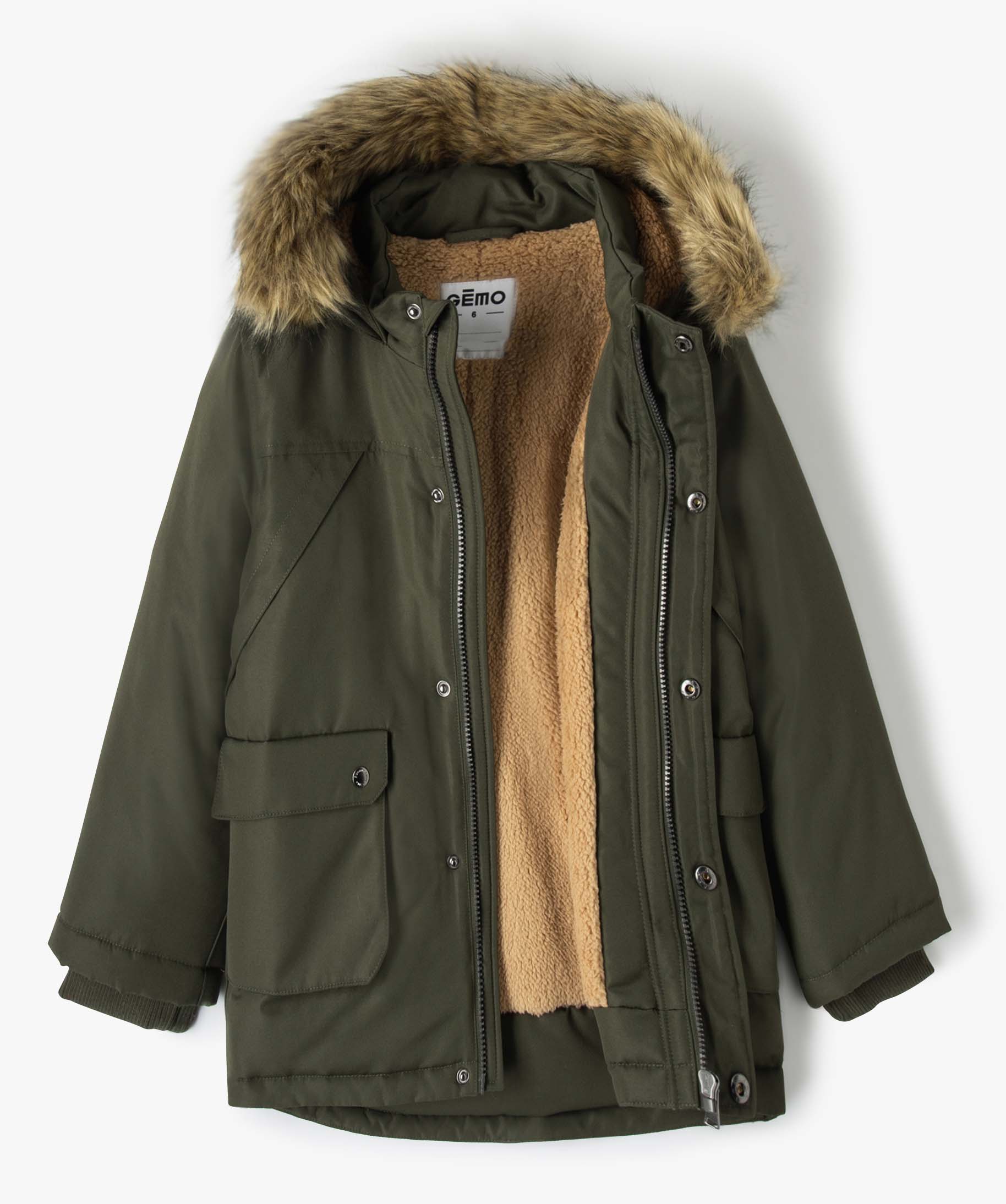 Parka déperlante avec doublure chaude et capuche Garçon kaki | GEMO