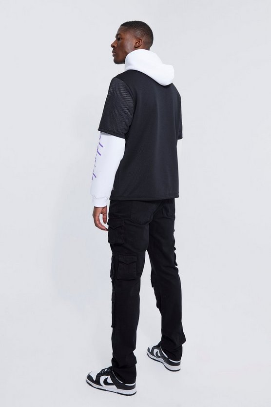 Tall Hoodie mit Airtex-Print