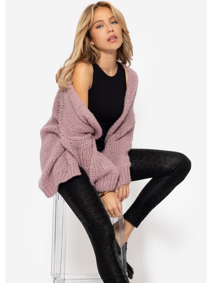 SASSYCLASSY Oversize Strick-Cardigan in Altrosa günstig kaufen