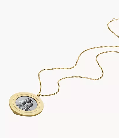 Fossil Kette Harlow Locket Collection Anhänger Edelstahl goldfarben