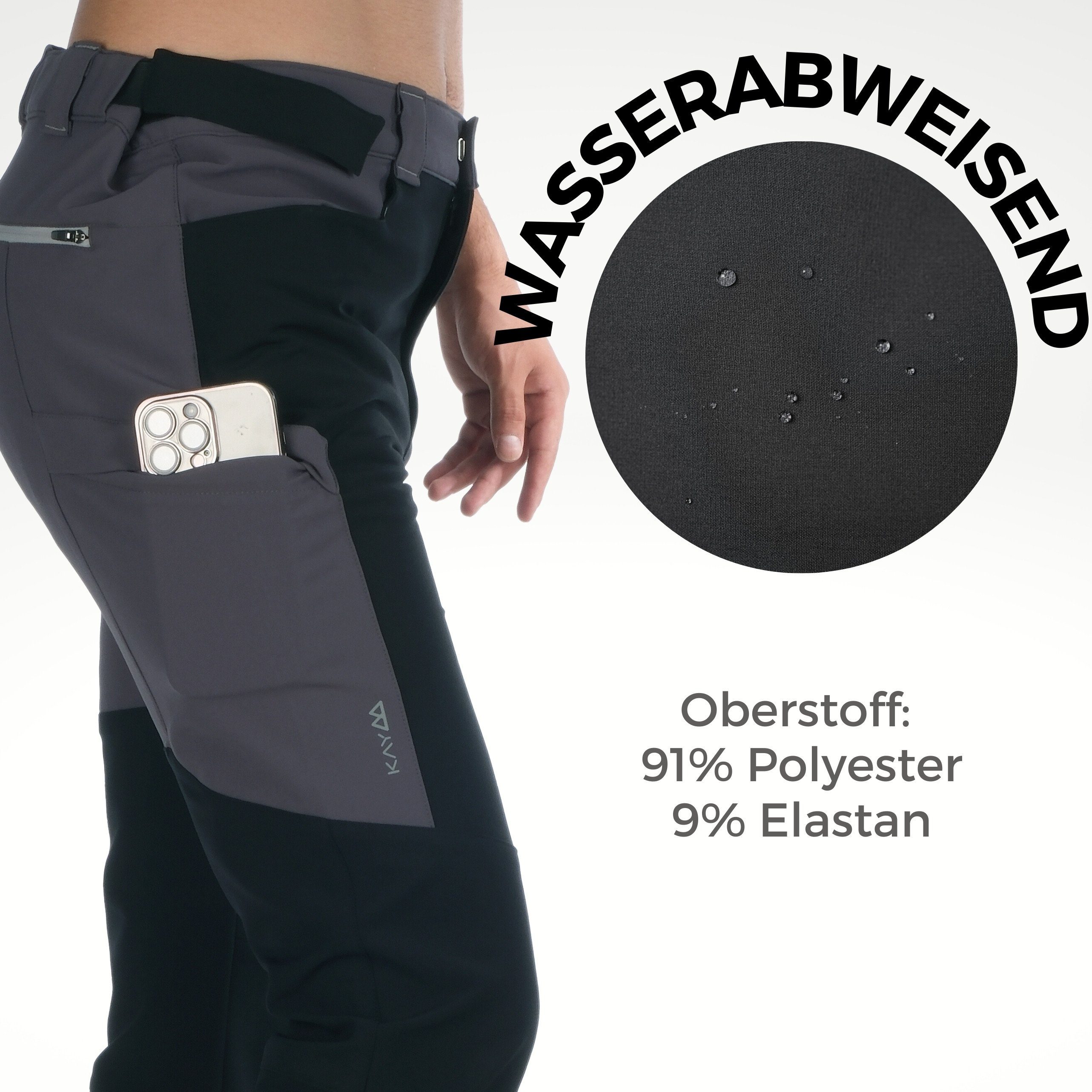 Kaymountain Trekkinghose Herren Wander Outdoor Winter Hose Milez Hybrid four Season Graphite 58