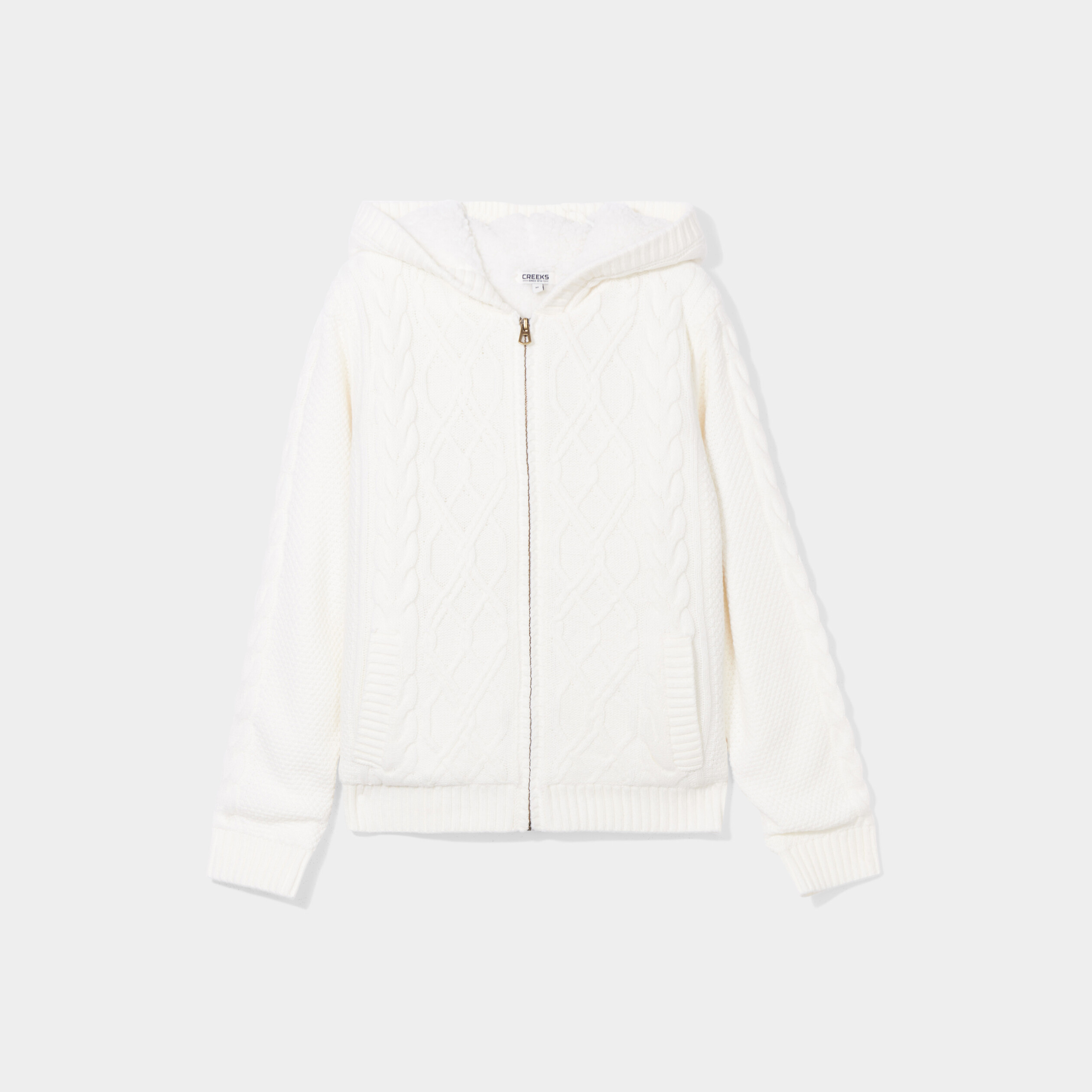 Gilet zippé doublure sherpa à capuche ecru femme | La Halle