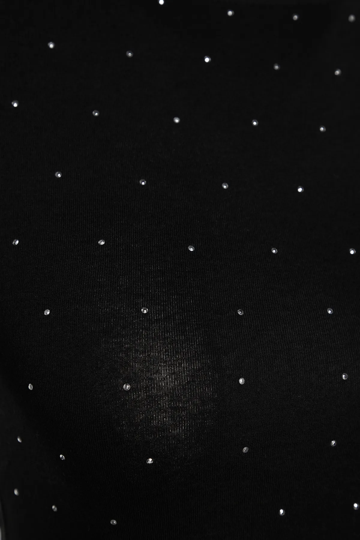 Trendyol Collection  Schwarzer, langärmliger Stretch-Strickbody aus Baumwolle mit Steindruck und Druckknopf TWOAW24BD00059